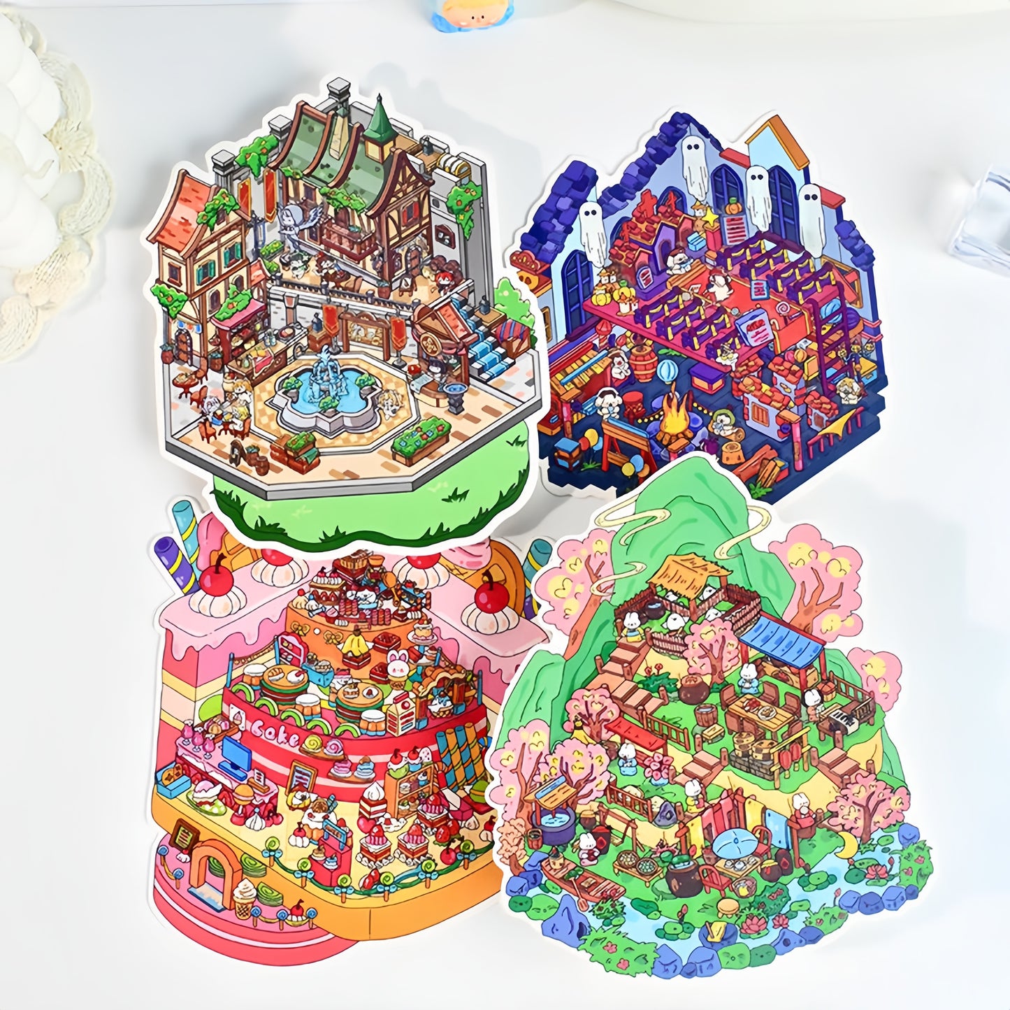 Gaming Series 3D Sticker | 4 Cute Miniature Scenes
