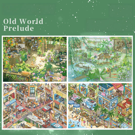 Old World Prelude 3D Sticker | 4 Cute Miniature Scenes