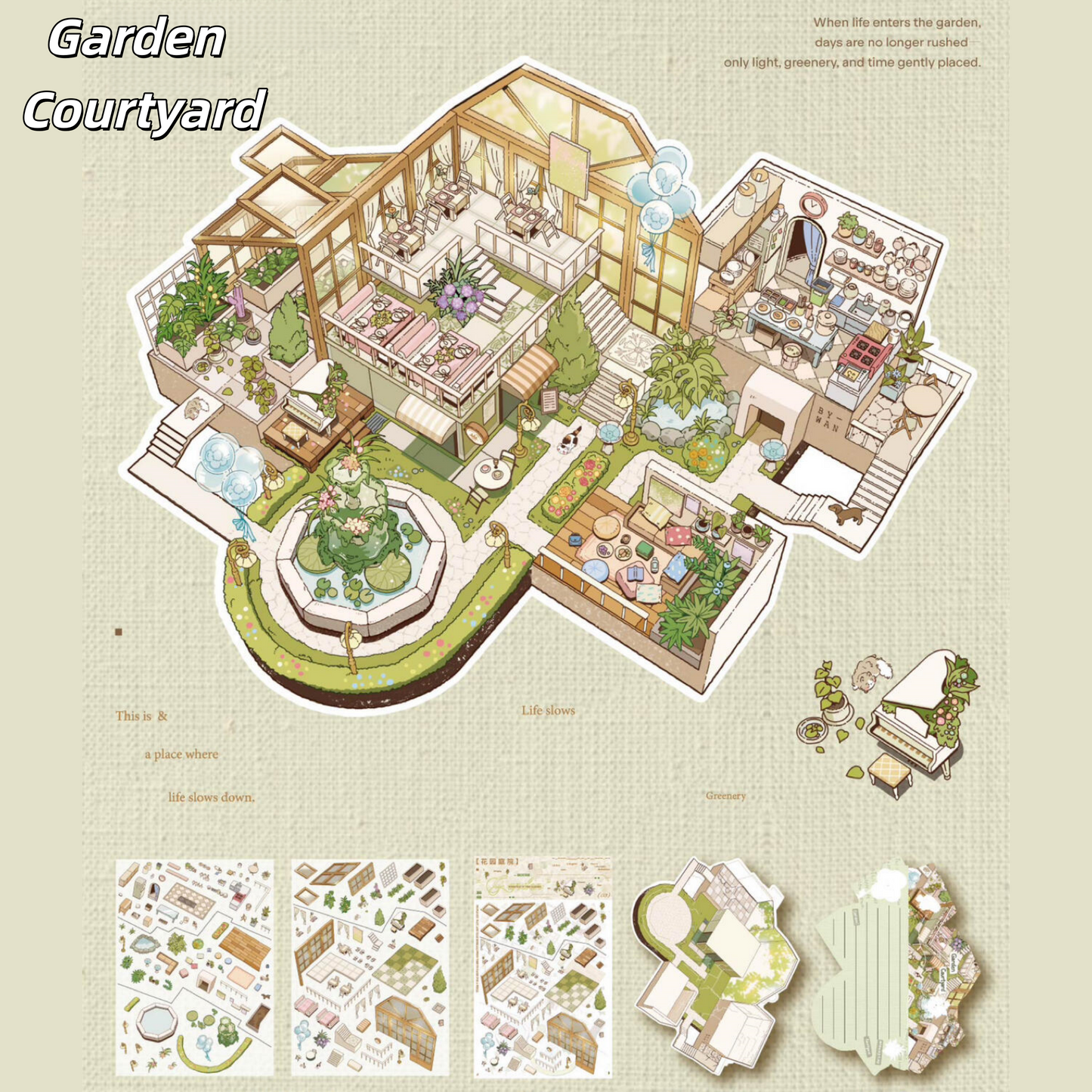Private Residence 3D Sticker | 5 Cute Miniature Scenes