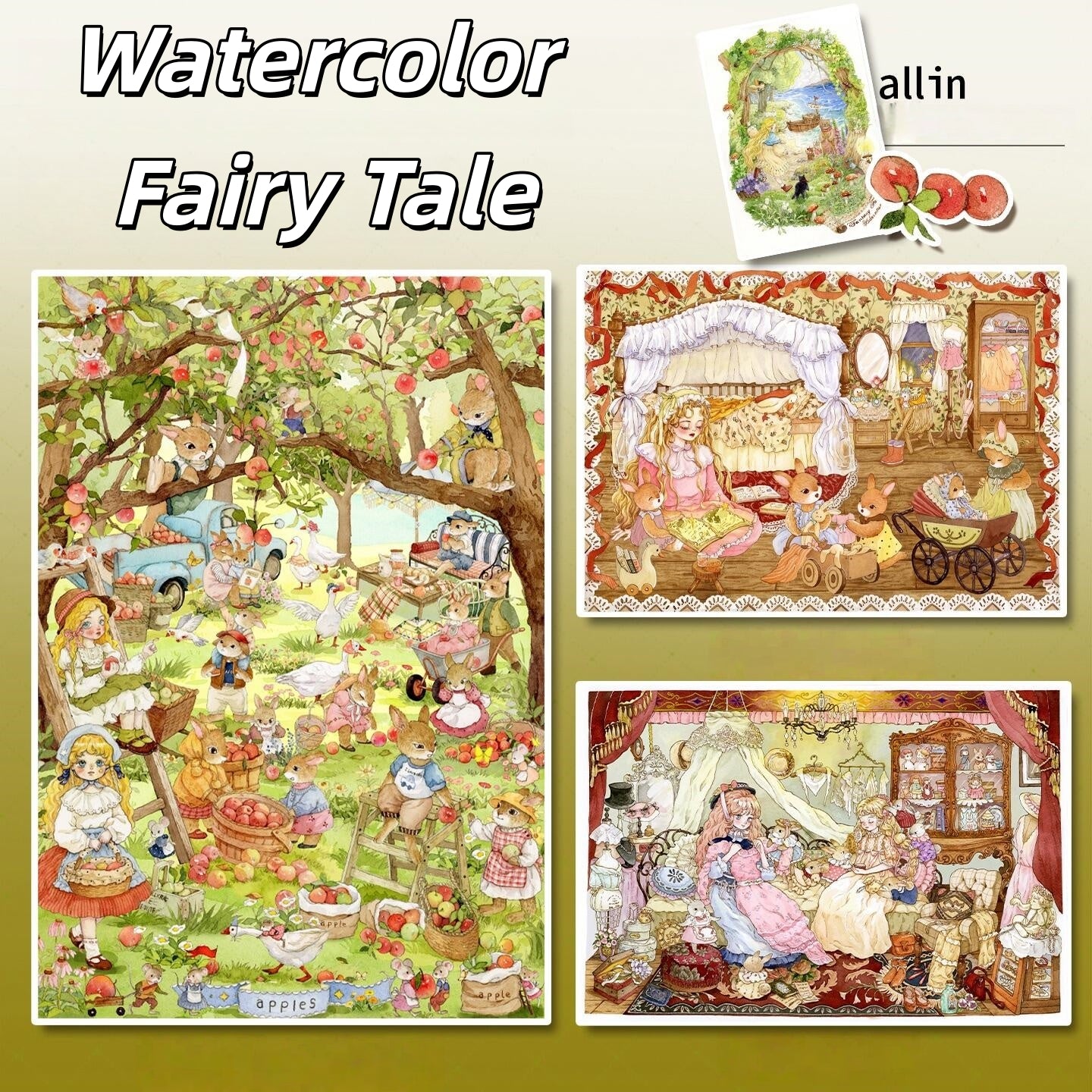 Watercolor Fairy Tale 3D Sticker | 4 Cute Miniature Scenes