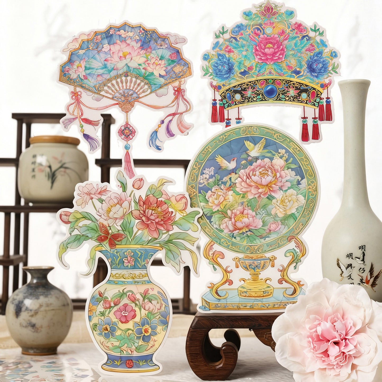 Antique Restoration 3D Sticker | 4 Cute Miniature Scenes