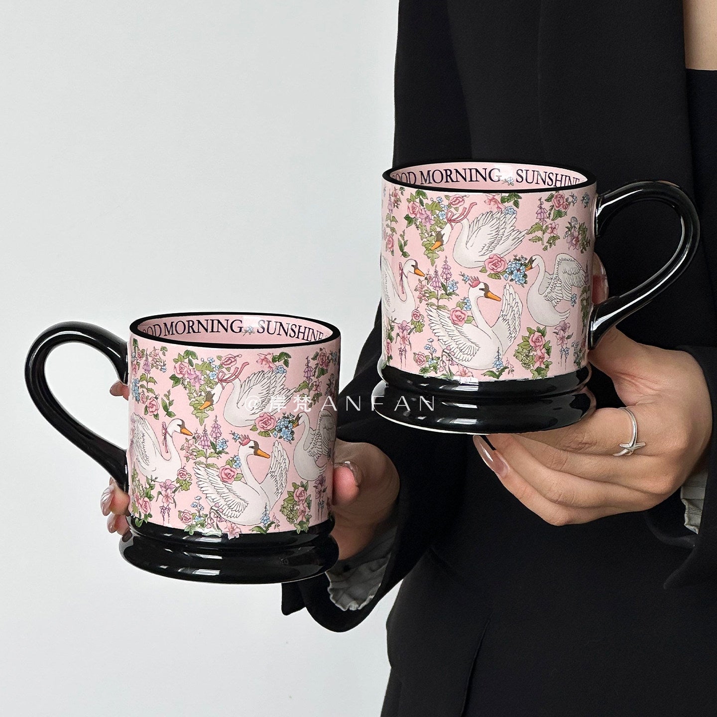 Pink Swan Ceramic Mug