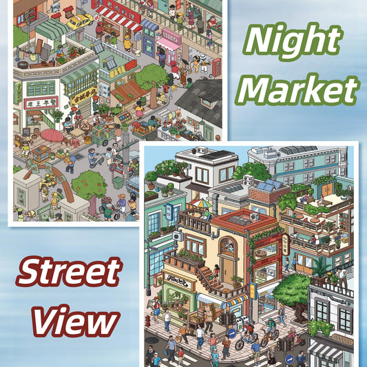 Streetscape 3D Sticker | 2 Cute Miniature Scenes