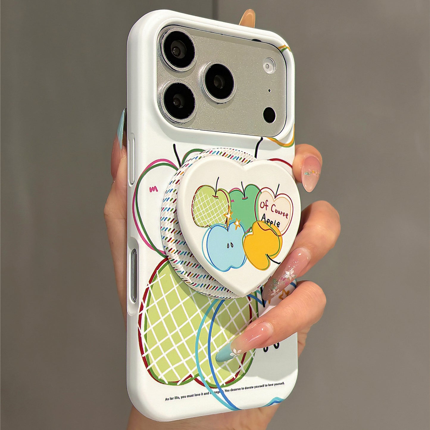 Colorful Doodle Line Apple Magnetic Stand Acrylic Phone Case