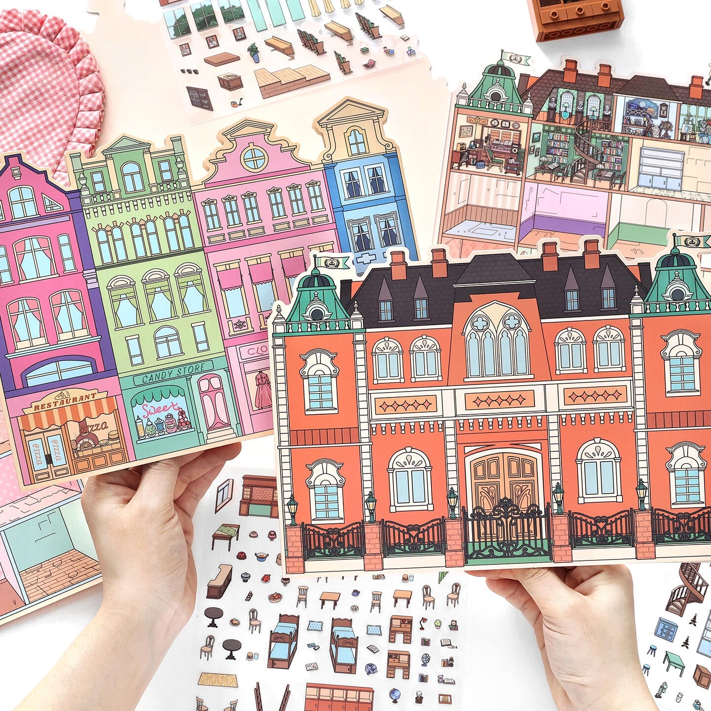 Colorful Cubicles 3D Sticker | 2 Cute Miniature Scenes