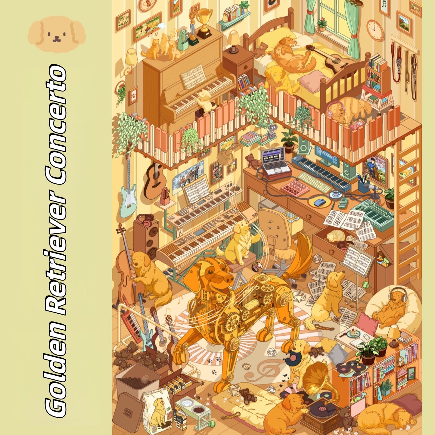 Golden Retriever Concerto 3D Sticker
