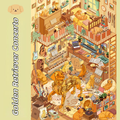 Golden Retriever Concerto 3D Sticker