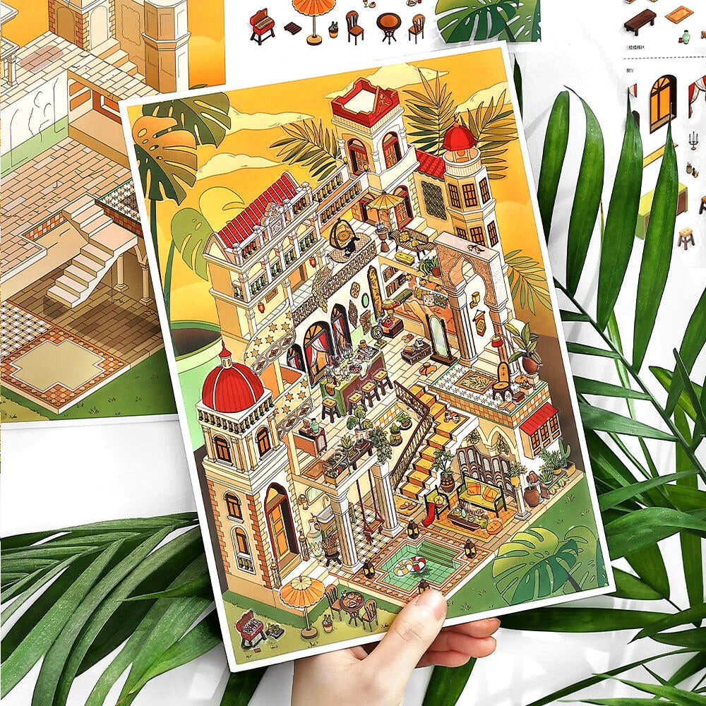 European-style Architecture 3D Sticker | 2 Cute Miniature Scenes