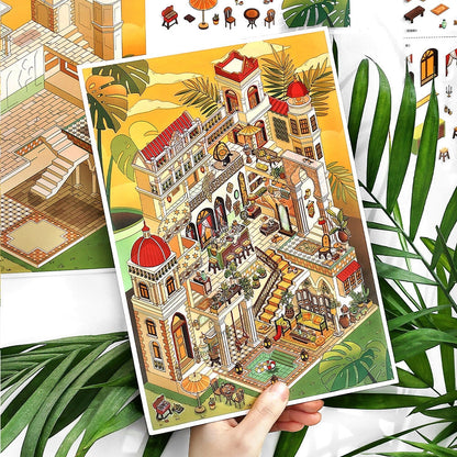 European-style Architecture 3D Sticker | 2 Cute Miniature Scenes