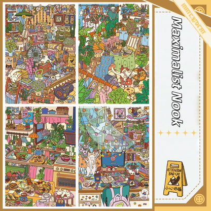 Maximalist Nook 3D Sticker | 4 Cute Miniature Scenes