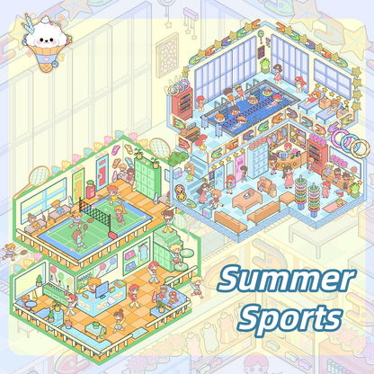 Summer Sports 3D Sticker | 2 Cute Miniature Scenes