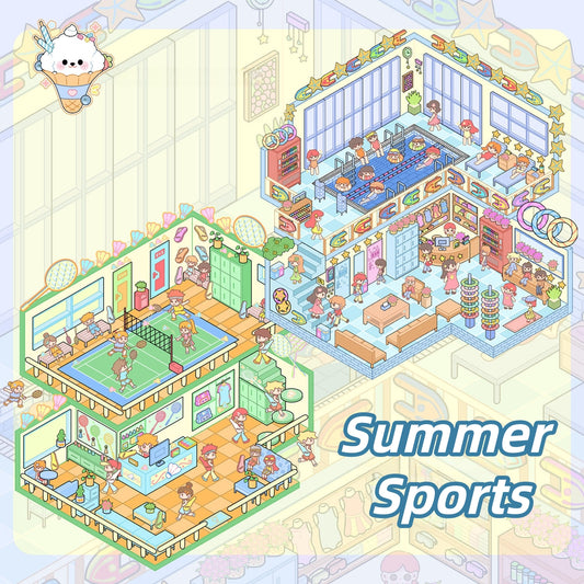 Summer Sports 3D Sticker | 2 Cute Miniature Scenes