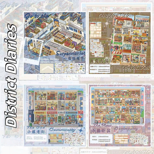 District Diaries 3D Sticker | 4 Cute Miniature Scenes