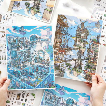 Between Sky and Sea 3D Sticker | 2 Cute Miniature Scenes