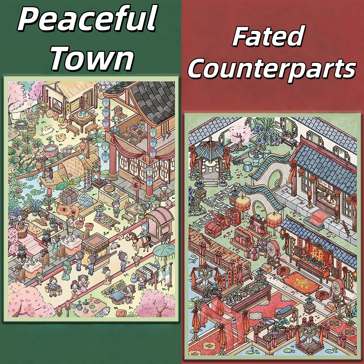 Ancient Streetscape 3D Sticker | 2 Cute Miniature Scenes