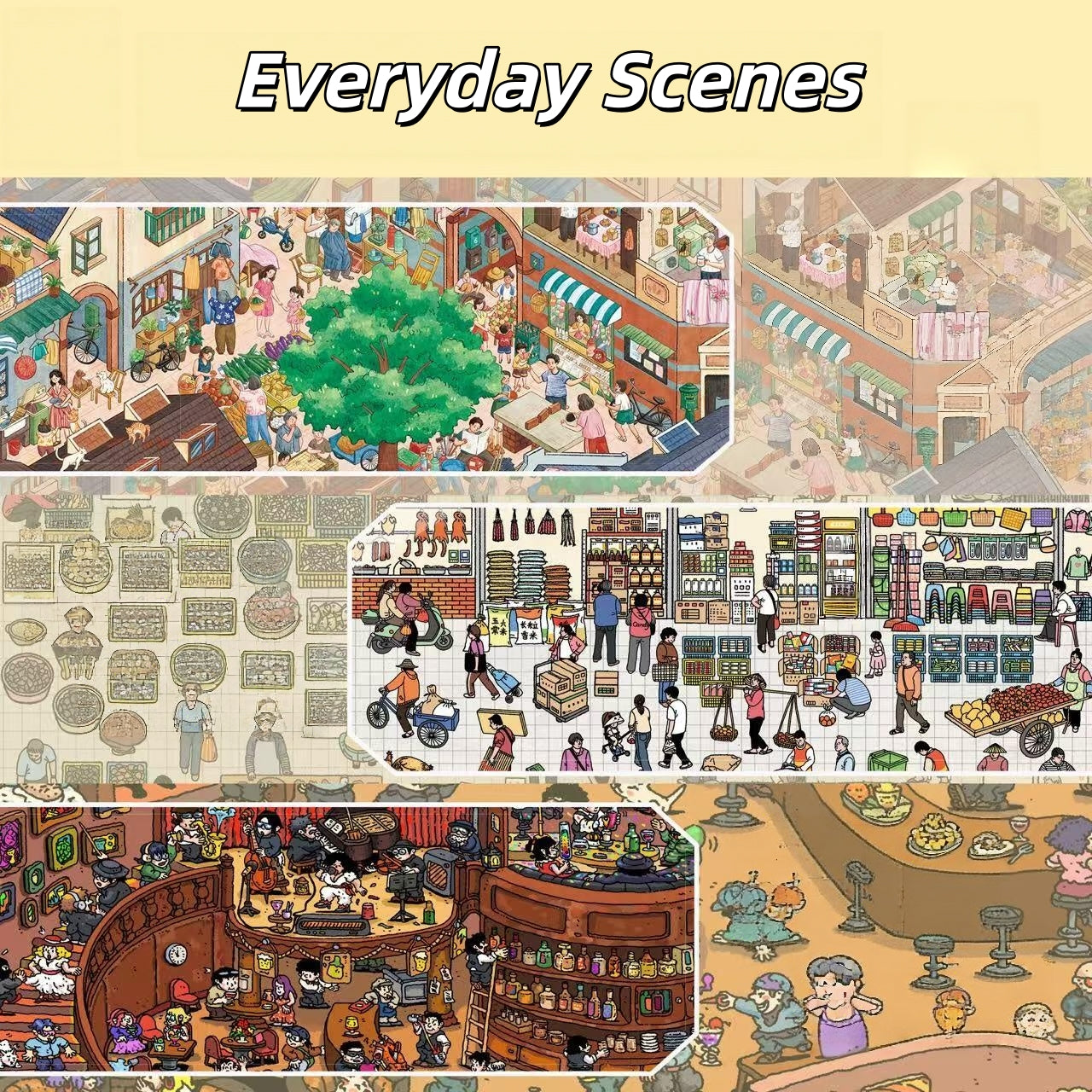 Everyday Scenes 3D Sticker | 3 Cute Miniature Scenes
