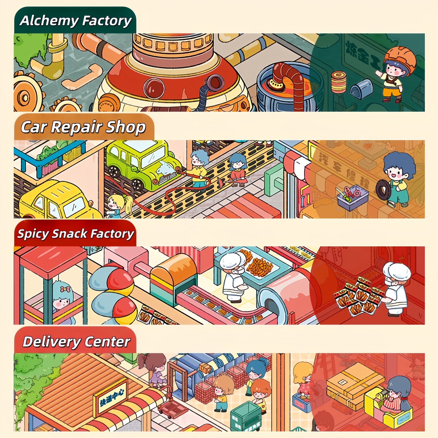 Fun Factory 3D Sticker | 4 Cute Miniature Scenes