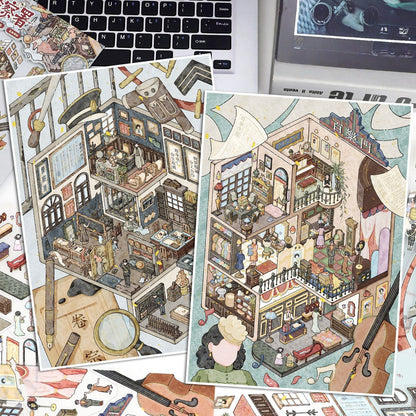 Old Stories of the Republican China 3D Sticker | 2 Cute Miniature Scenes