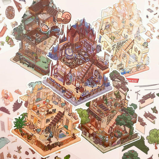 Dreamscape 3D Sticker | 5 Cute Miniature Scenes