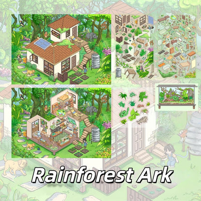 Rainforest Ark 3D Sticker | 2 Cute Miniature Scenes