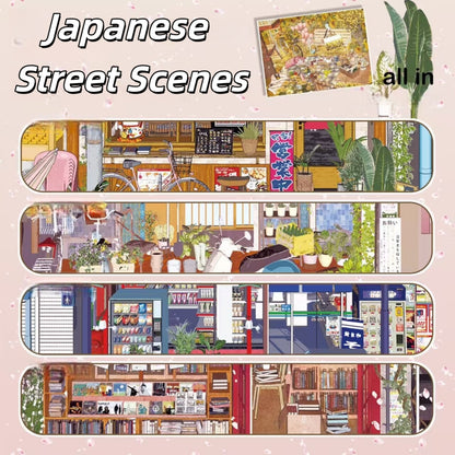 Japanese Street Scenes 3D Sticker | 4 Cute Miniature Scenes