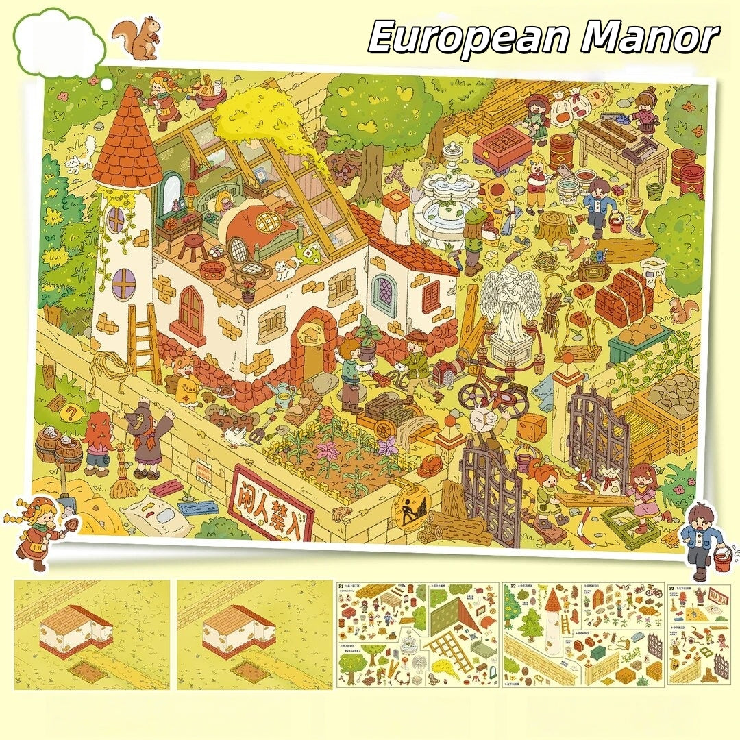 Golden Season 3D Sticker | 2 Cute Miniature Scenes