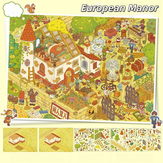 Golden Season 3D Sticker | 2 Cute Miniature Scenes