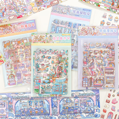 Time Train 3D Sticker | 4 Cute Miniature Scene