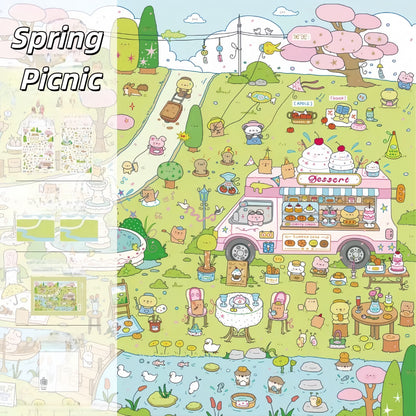 Leisure Daily 3D Sticker | 2 Cute Miniature Scenes