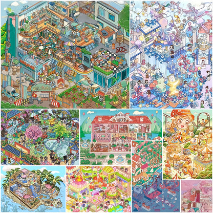 Mega Streetscape 3D Sticker | 8 Cute Miniature Scenes