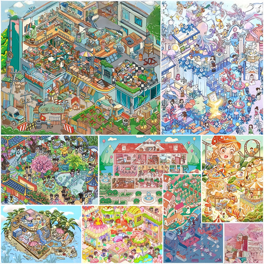 Mega Streetscape 3D Sticker | 8 Cute Miniature Scenes