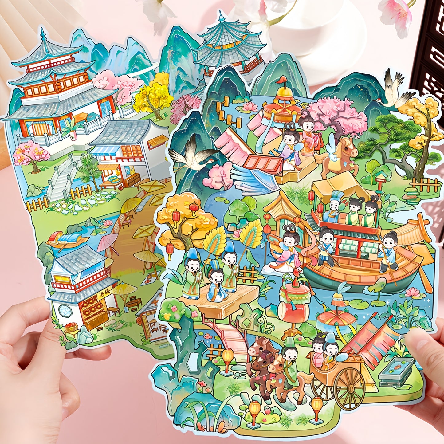 Traditional Famous Paintings 3D Sticker | 4 Cute Miniature Scenes