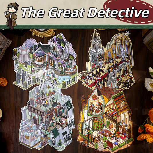 The Great Detective 3D Sticker | 4 Cute Miniature Scenes