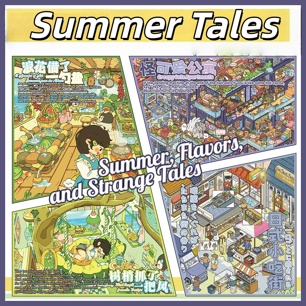 Summer Tales 3D Sticker | 4 Cute Miniature Scenes