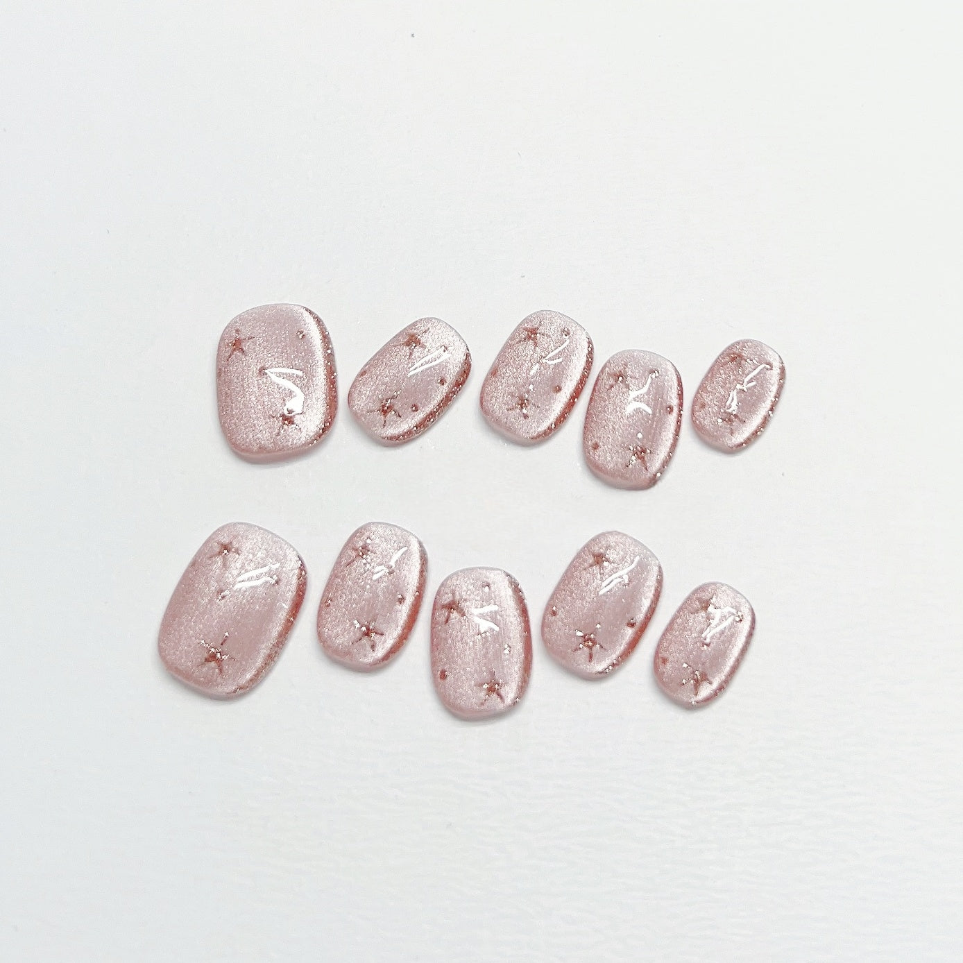 Pink Star Cat-eye Nail - Medium Square/Short Almond