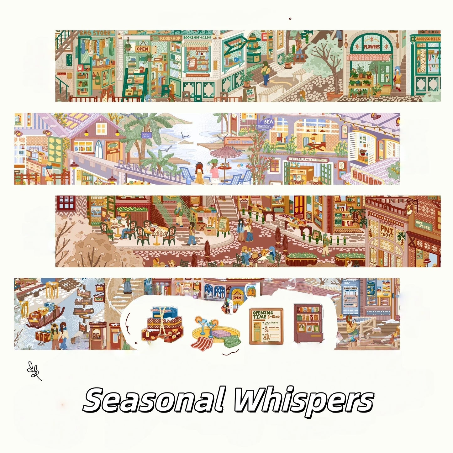 Seasonal Whispers 3D Sticker | 4 Cute Miniature Scenes