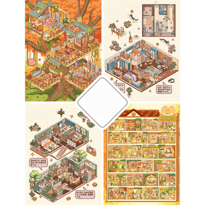Dwelling Scenes 3D Sticker | 4 Cute Miniature Scenes