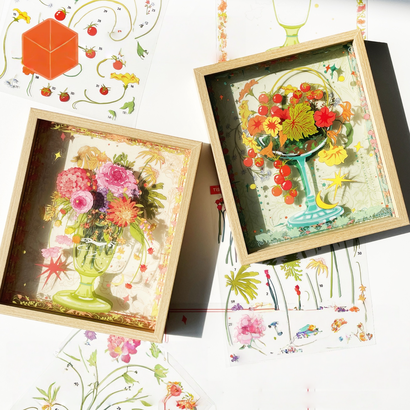 Among Flowers 3D Sticker | 2 Cute Miniature Scenes