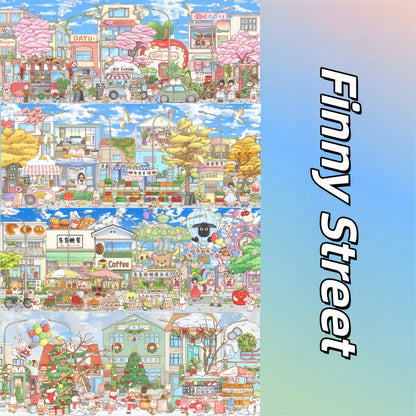Finny Street 3D Sticker | 4 Cute Miniature Scenes