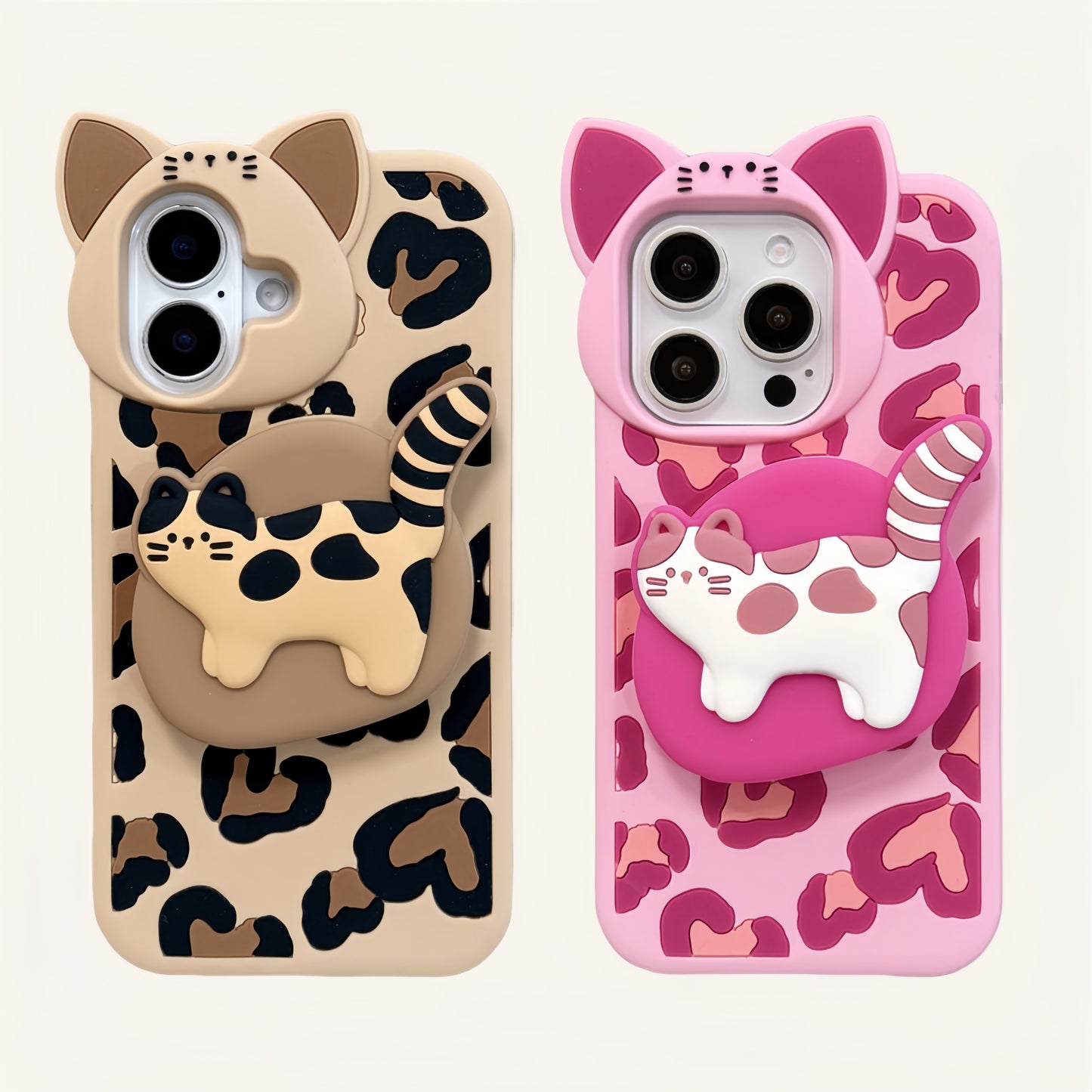Anime Leopard Pattern Kitty Silicone Phone Case