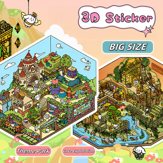 Whimsical Life 3D Sticker | 2 Cute Miniature Scenes