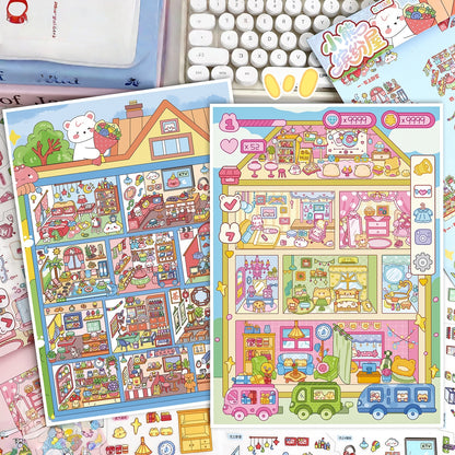 Cubicle Building 3D Sticker | 2 Cute Miniature Scenes