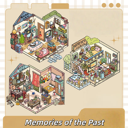 Memories of the Past 3D Sticker | 3 Cute Miniature Scenes