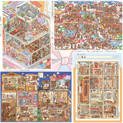 Tiny Havens 3D Sticker | 4 Cute Miniature Scenes