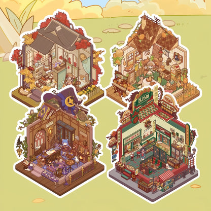 Leisure LIfe 3D Sticker | 4 Cute Miniature Scenes