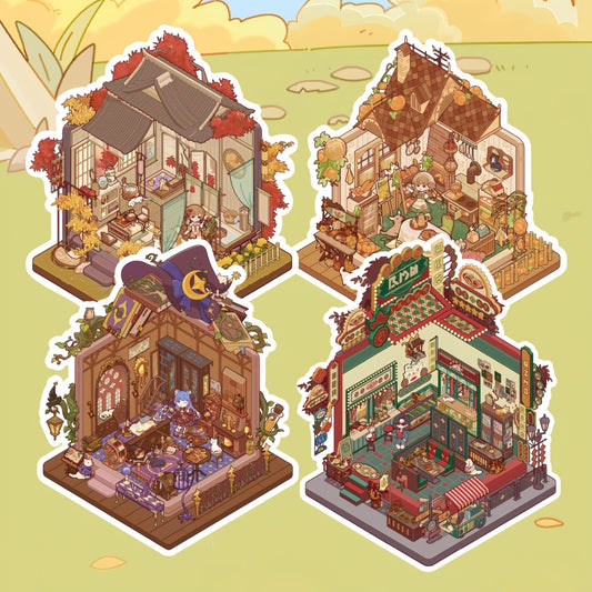 Leisure LIfe 3D Sticker | 4 Cute Miniature Scenes
