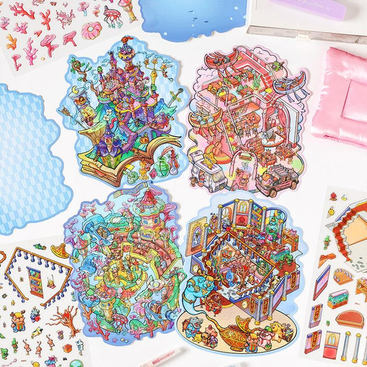 Magic World 3D Sticker | 4 Cute Miniature Scenes