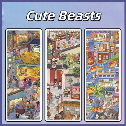 Cute Beasts 3D Sticker | 3 Cute Miniature Scenes