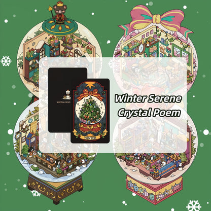 Winter Serene Crystal Poem 3D Sticker | 4 Cute Miniature Scenes