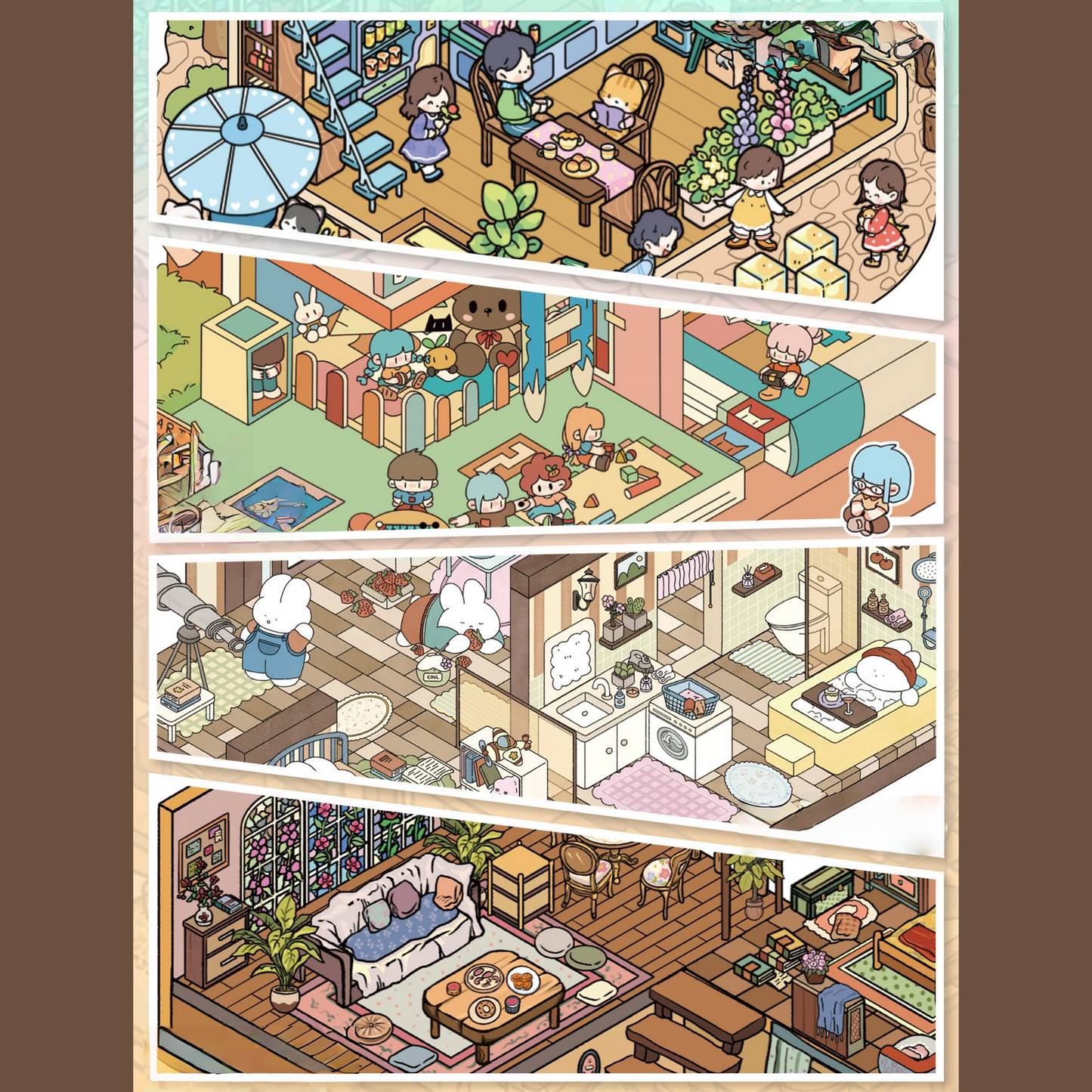 Cute Daily Life 3D Sticker | 4 Cute Miniature Scenes